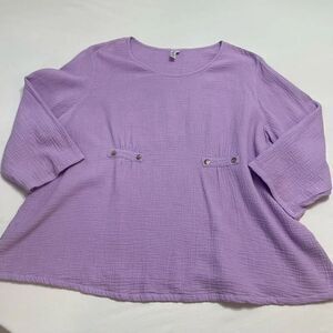 Kleen Lilac Lavender Purple Lagenlook Art To Wear Top Blouse Size XL